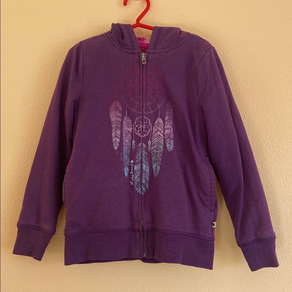 Girls Lucky Brand Hoodie, Full Zip, Faux Fur, Dreamcatcher, Size 7/8